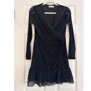 Retro V-neck slim high waist Chic skirt sequin fishtail dress